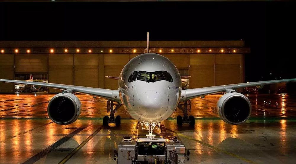 The Airbus A350 is a twin-engine, wide-body long-range aircraft.