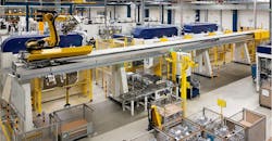 The automated work cell for truck filter housings at Hengst Filtration, with three LiFLEX II 766 i DL B2 serviced by one robot. The automated work cell for truck filter housings at Hengst Filtration, with three LiFLEX II 766 i DL B2 serviced by one robot.