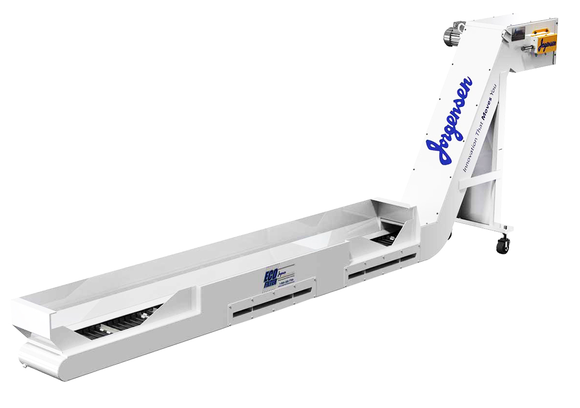 Jorgensen Conveyor offers affordable, enhanced filtering capability on the EcoFilter Conveyor with a new filter box configuration that enables efficient filtration of fine chips to 80-micron nominal.