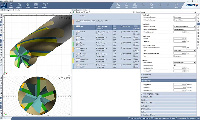 The NUMroto X program has been rewritten to allow implementation of demanding requirements for tool grinding and enables use of the latest possibilities and functions of modern computer systems.