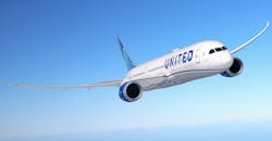 A Boeing 787-9 Dreamliner, illustrated with United Airlines livery. A Boeing 787-9 Dreamliner, illustrated with United Airlines livery.