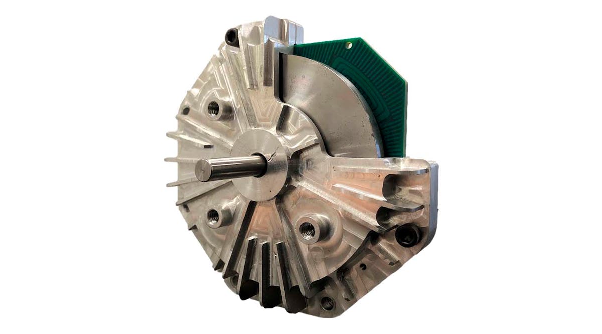 An rotary electric motor with a PCB stator in place.