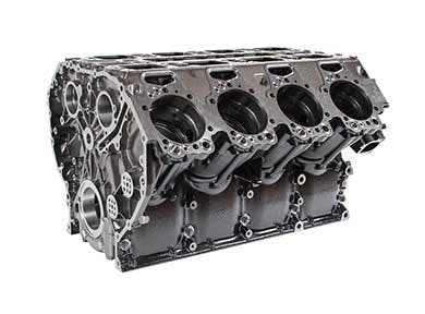 A Scania 16-liter engine block, cast in compacted graphite iron.
