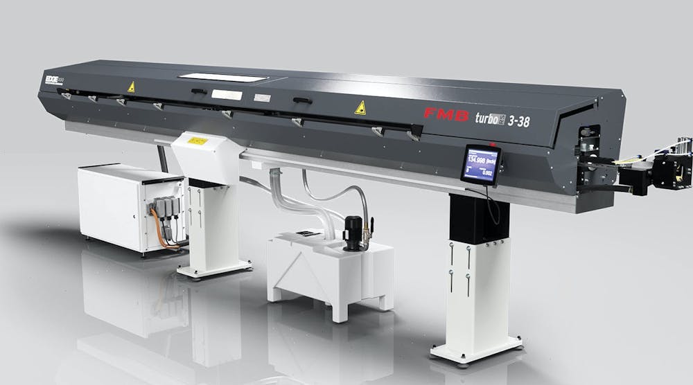 The new FMB Turbo 3-38 bar feeder for sliding headstock CNC lathes.