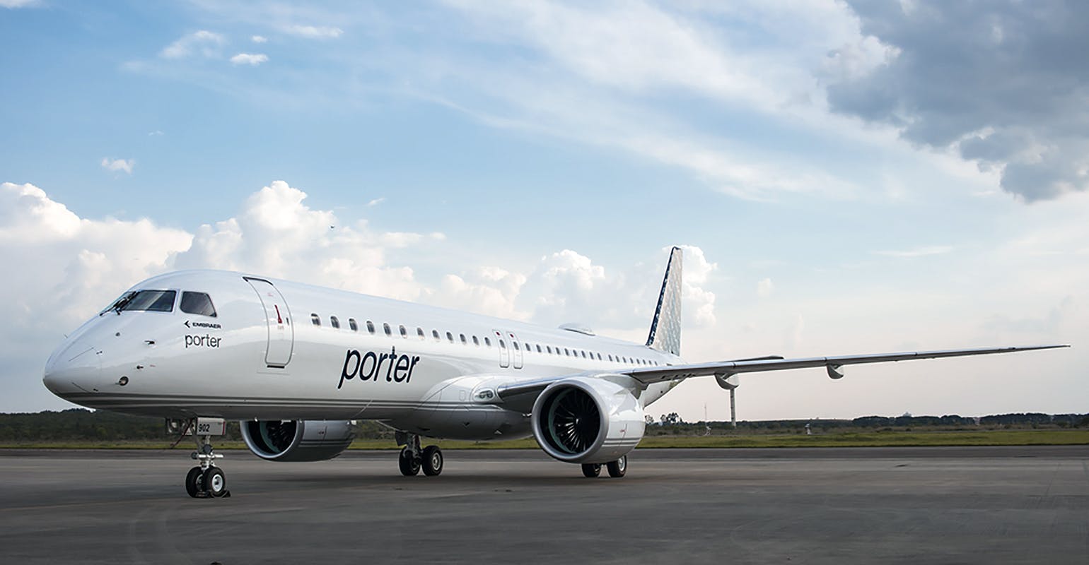 Porter Airlines&rsquo; Embraer E195-E2 passenger jet.