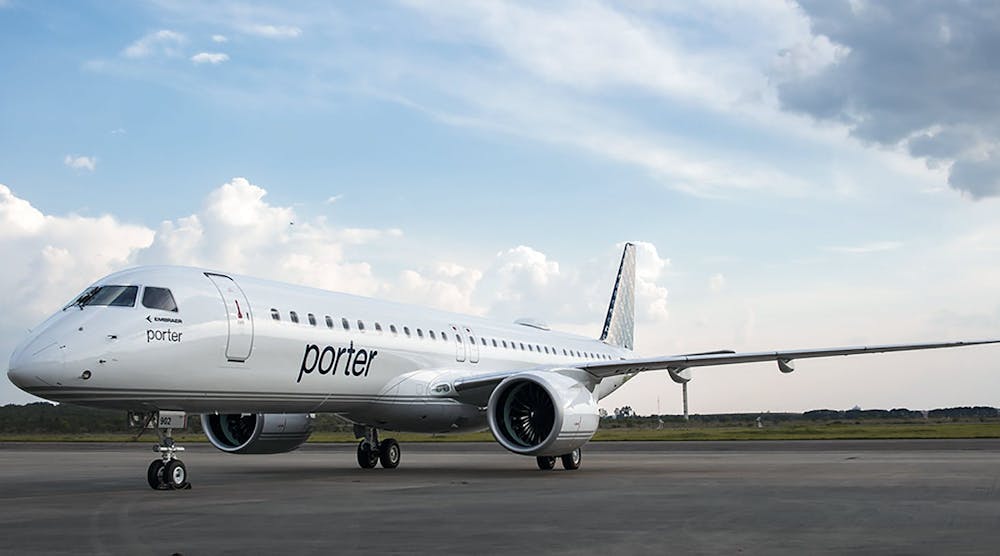 Porter Airlines&rsquo; Embraer E195-E2 passenger jet.