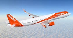 An Airbus A320neo aircraft in easyJet livery. An Airbus A320neo aircraft in easyJet livery.