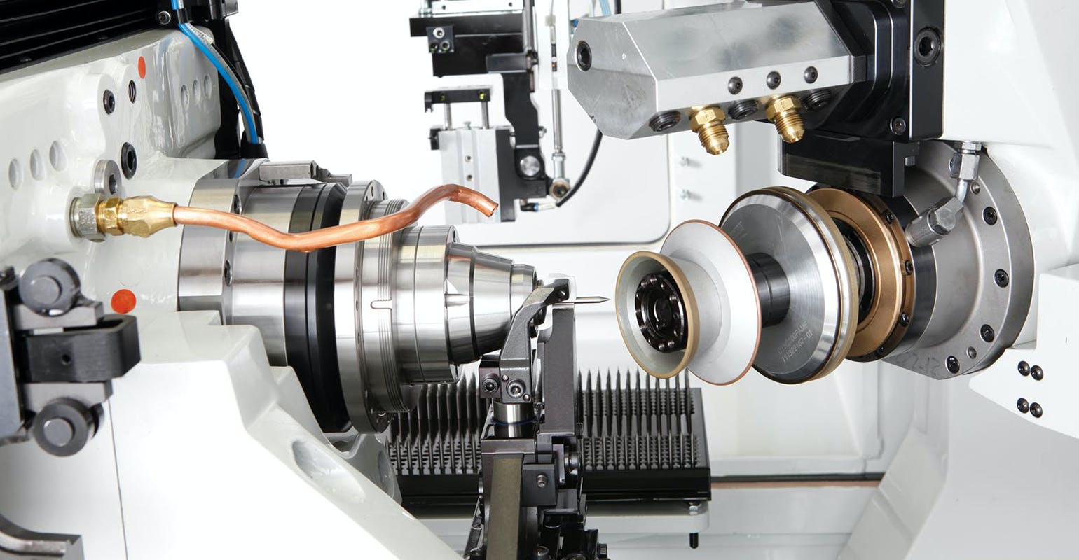 Tool grinding on an ANCA MX7 Linear machine.