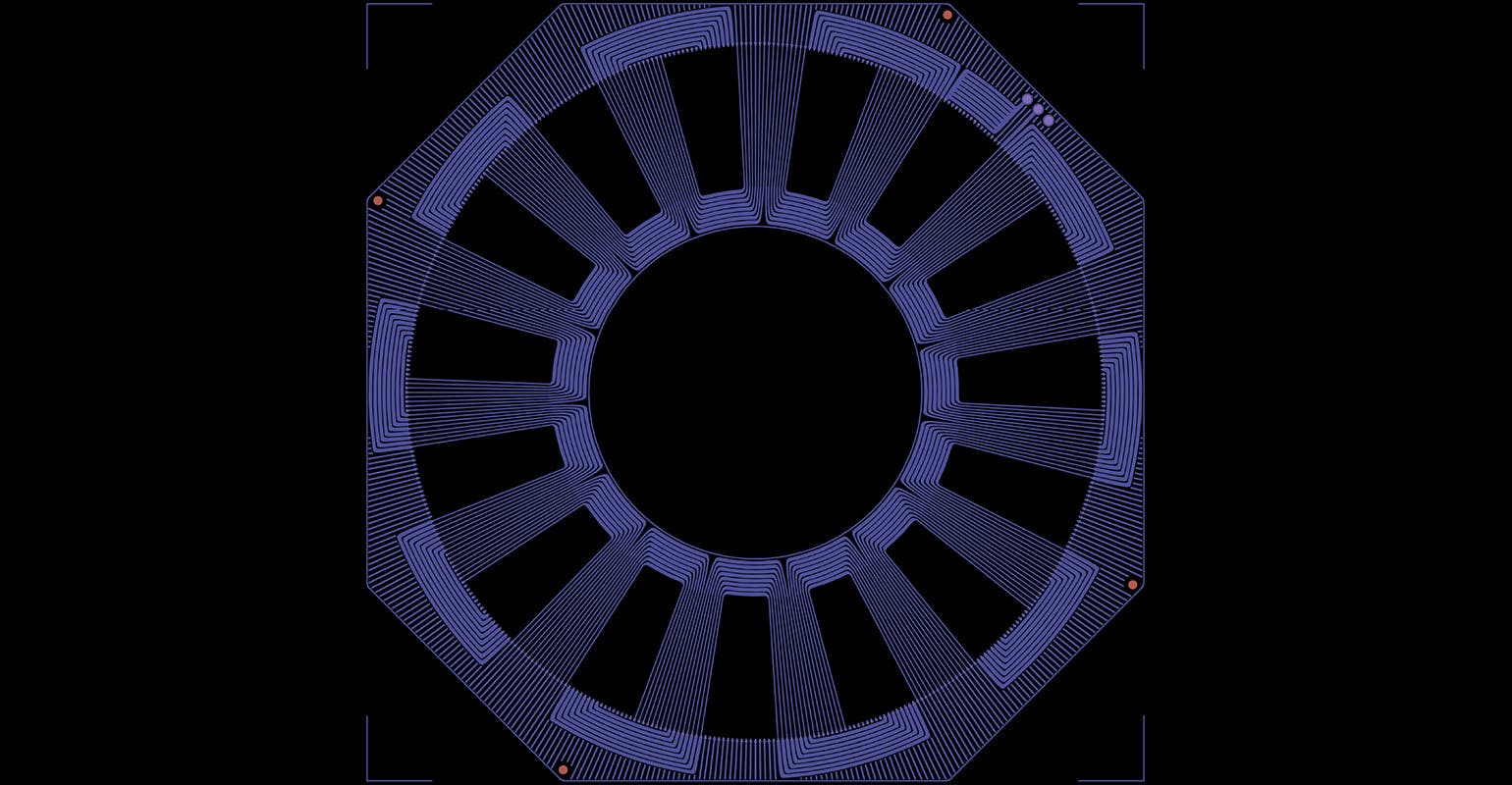 A Gerber design file for a PCB stator.