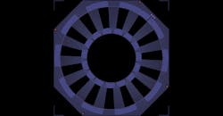 A Gerber design file for a PCB stator. A Gerber design file for a PCB stator.