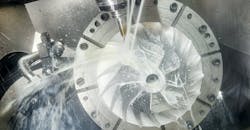 Vertical CNC machine cutting. Vertical CNC machine cutting.