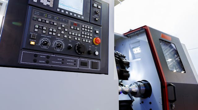 Control panel of a CNC metalworking machine.
