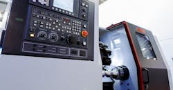 Control panel of a CNC metalworking machine. Control panel of a CNC metalworking machine.