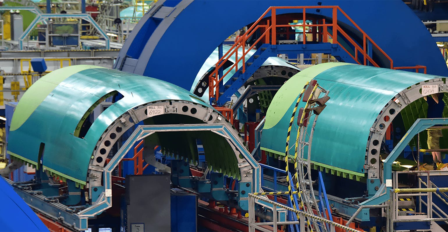 Fuselage manufacturing at Spirit AeroSystems, Wichita, Kansas.