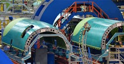 Fuselage manufacturing at Spirit AeroSystems, Wichita, Kansas. Fuselage manufacturing at Spirit AeroSystems, Wichita, Kansas.