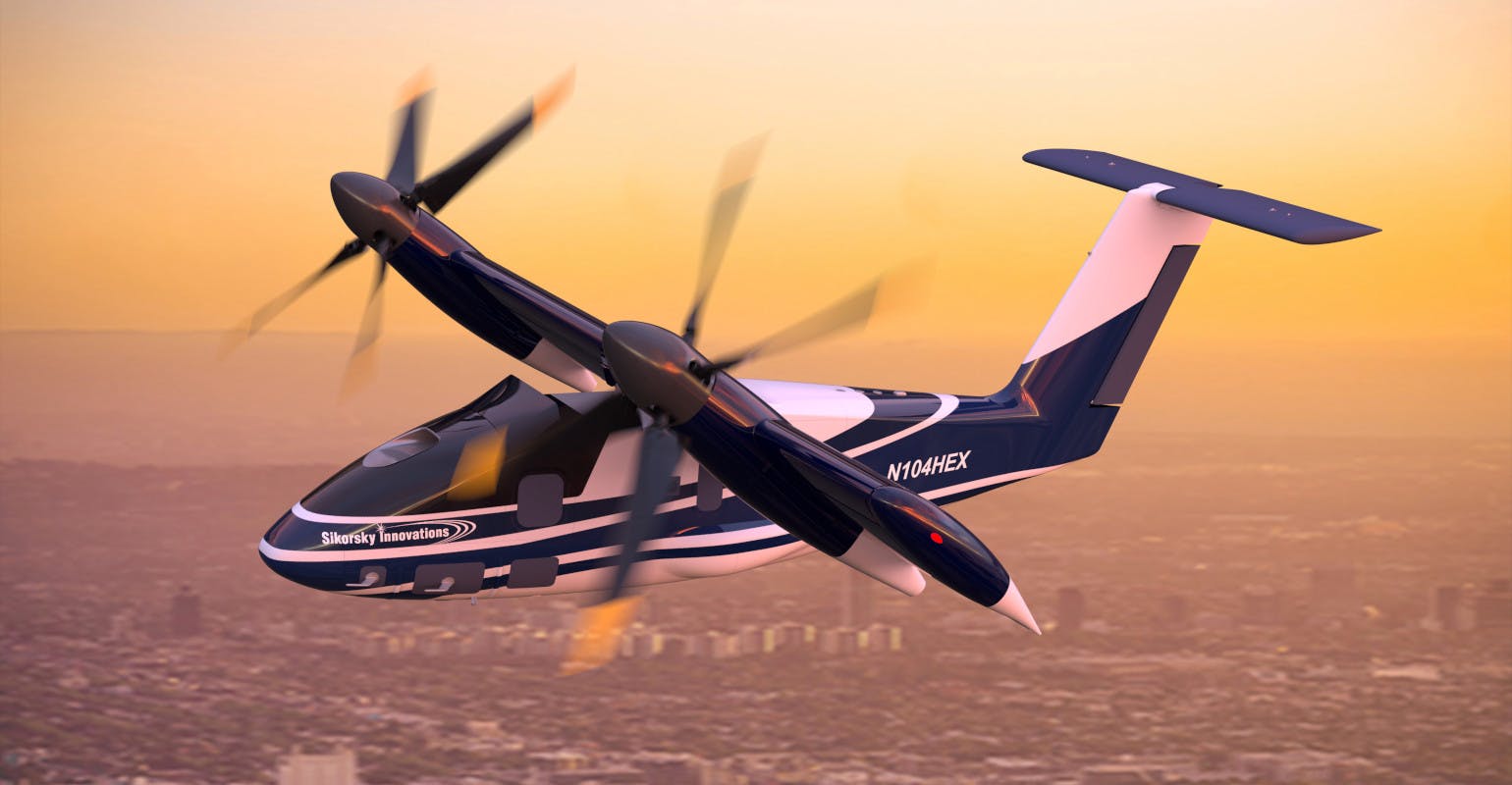 An illustration of Sikorsky&rsquo;s HEX demonstrator VTOL aircraft.