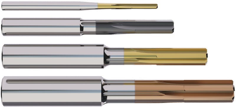 Seco Tools&rsquo; Nanojet solid-carbide, multi-flute reamers come in eight grades and more than 10 geometries, along with custom sizes and tolerances.