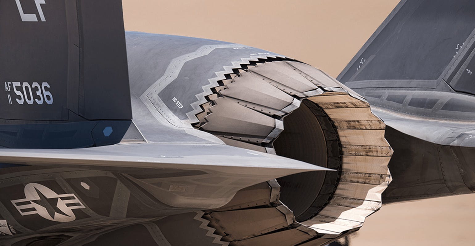 Pratt & Whitney F135 afterburning turbofan engine provides the power for the F-35 Joint Strike Fighter.
