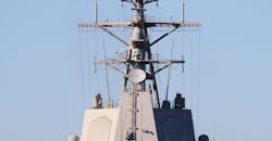 Aegis system detection tower and radar installed on a Spanish Navy destroyer, at Alicante in the Mediterranean Sea Aegis system detection tower and radar installed on a Spanish Navy destroyer, at Alicante in the Mediterranean Sea