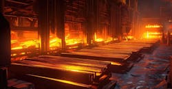 Hot steel bars, AI generated. Hot steel bars, AI generated.
