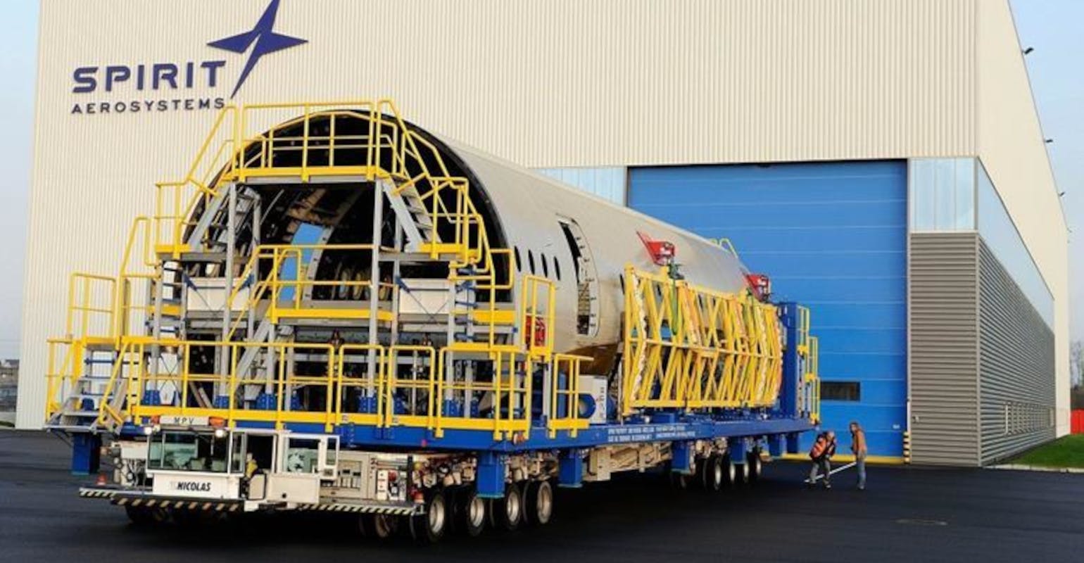A section of the A350 fuselage, manufactured by Spirit AeroSystems.