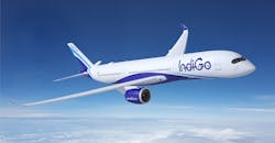 Airbus A350 illustrated in IndiGo livery. Airbus A350 illustrated in IndiGo livery.