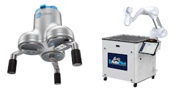 Left: The three-fingered 3FG25 gripper provides 25 kg (55.1 lbs.) of payload power in a compact, all-electric, lightweight form. Right: D:PLOY is the first automated platform for building, running, monitoring, and redeploying collaborative applications. Because it automates the cobot deployment process, those deployments can take place on the floor, with no programming or simulations required. Left: The three-fingered 3FG25 gripper provides 25 kg (55.1 lbs.) of payload power in a compact, all-electric, lightweight form. Right: D:PLOY is the first automated platform for building, running, monitoring, and redeploying collaborative applications. Because it automates the cobot deployment process, those deployments can take place on the floor, with no programming or simulations required.