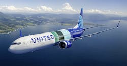 A United Airlines 737 10 was selected to conduct a test for the Boeing/NASA Sustainable Flight Demonstrator project. A United Airlines 737 10 was selected to conduct a test for the Boeing/NASA Sustainable Flight Demonstrator project.