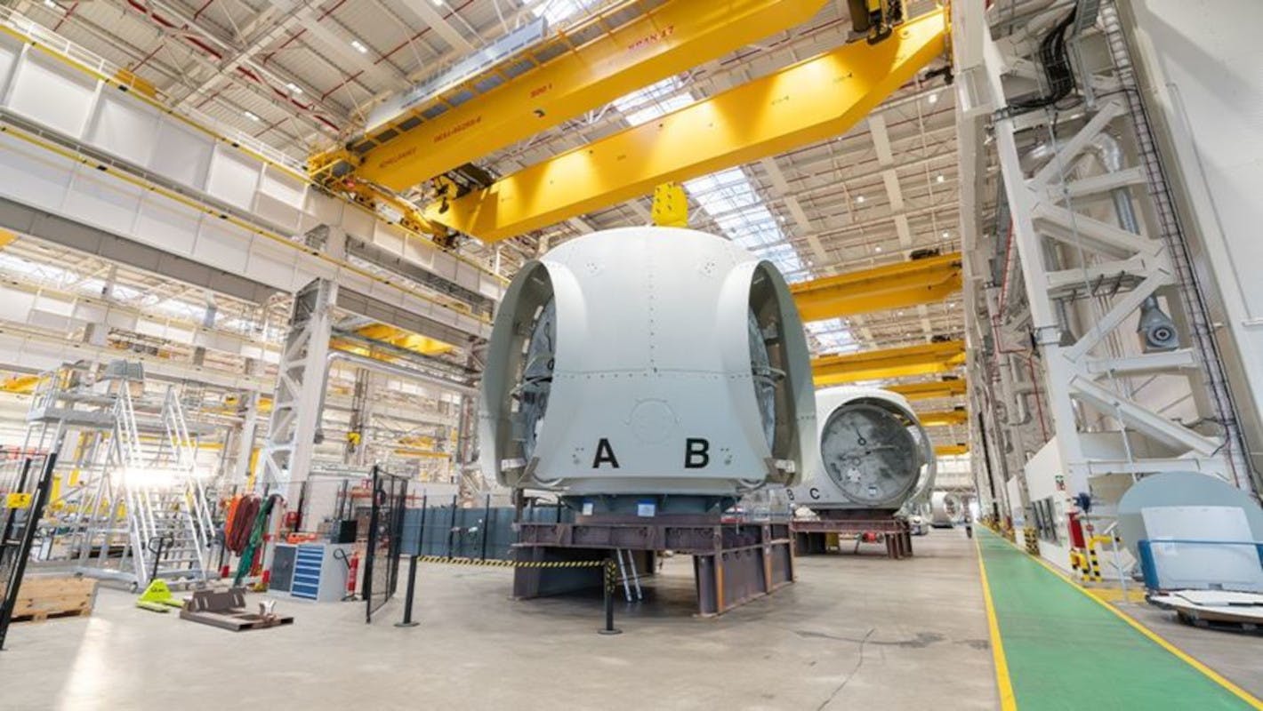 Off-shore turbine manufacturing at Siemens Energy Gamesa, Cuxhaven, Germany.