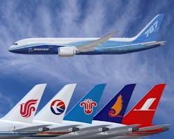 Boeing and five Chinese airlines agreed to 787 Dreamliner purchases (2005), - Air China, China Eastern Airlines, China Southern Airlines, Hainan Airlines, and Shanghai Airlines. Boeing and five Chinese airlines agreed to 787 Dreamliner purchases (2005), - Air China, China Eastern Airlines, China Southern Airlines, Hainan Airlines, and Shanghai Airlines.