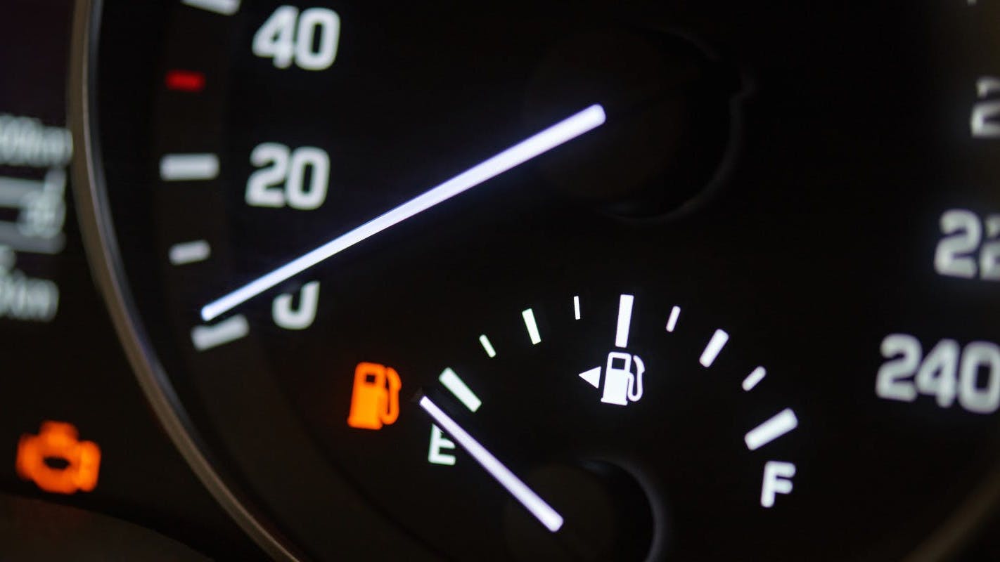Fuel gauge on empty.
