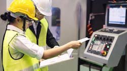 Plant inspector checks audit report. Plant inspector checks audit report.