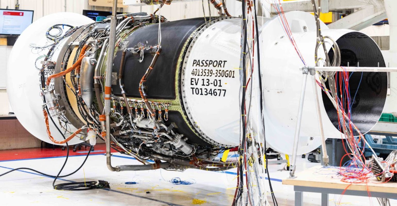 To evaluate its hybrid-electric propulsion concept, GE Aerospace has modified a Passport engine with hybrid electric components for testing through NASA&rsquo;s Hybrid Thermally Efficient Core (HyTEC) project.