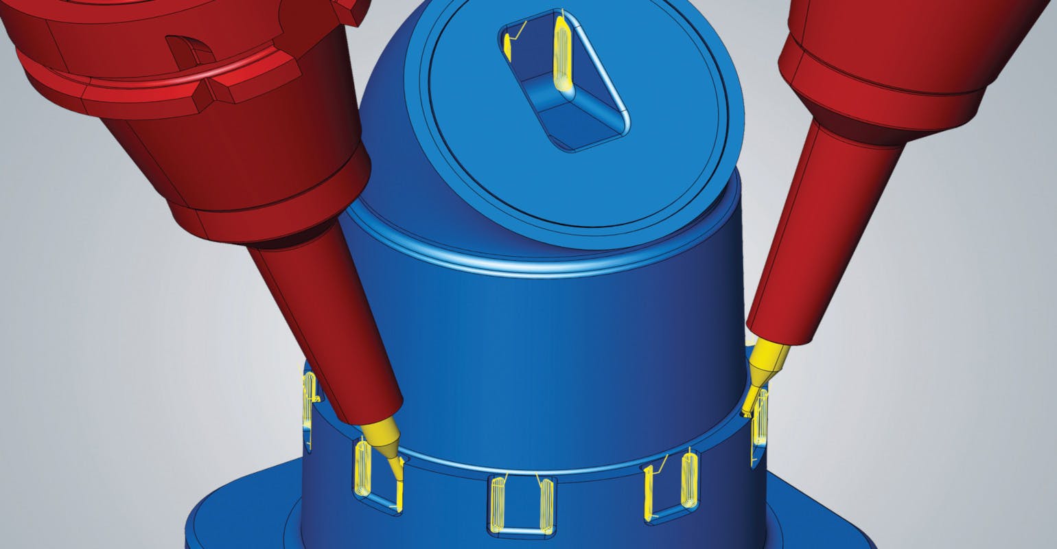 In 3-axis and 5-axis machining, new algorithms for rest material detection ensure that all rest material areas are automatically accounted for in full.