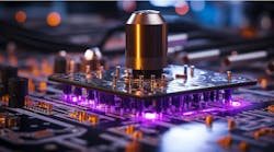 AI-generated view of manufacturing microcircuits by photolithography. AI-generated view of manufacturing microcircuits by photolithography.