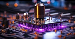 AI-generated view of manufacturing microcircuits by photolithography. AI-generated view of manufacturing microcircuits by photolithography.