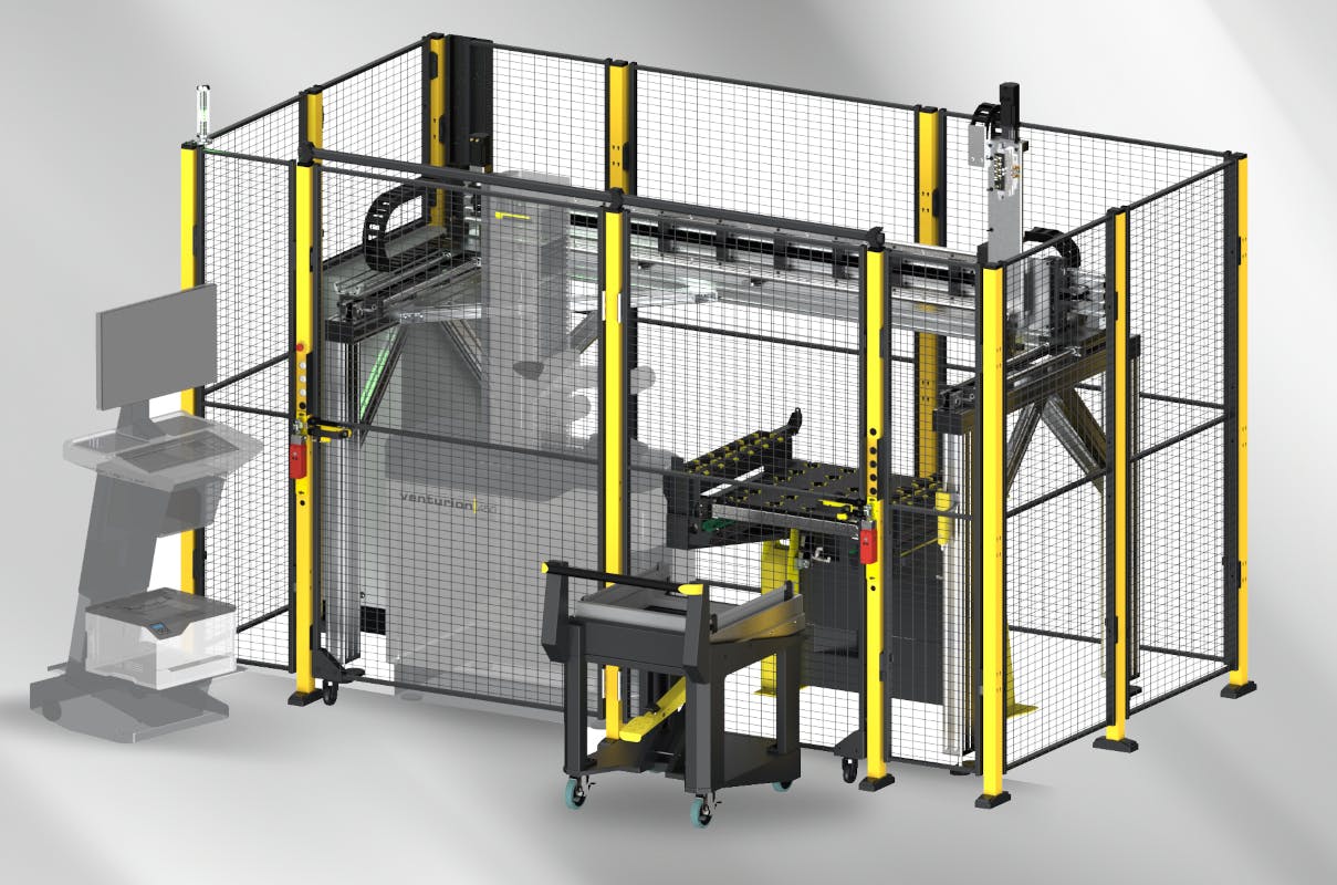 The &raquo;coraMeasure LG&laquo; is automated tool measurement system delivers tools, assembled in a pallet, to a robot that loads the tools into a presetting and measuring machine &ndash; to save time, prevent errors, and reduce the human workload.