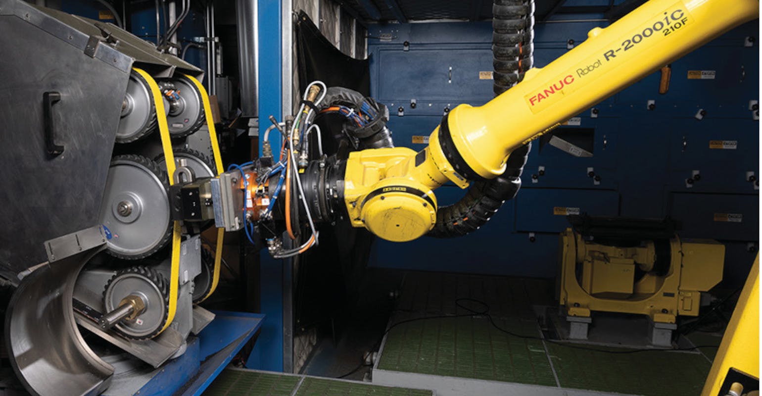 The Norton APS Robotic Automation Cell at the Higgins Grinding Technology Center in Northborough, Mass.