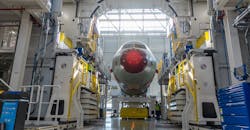 Airbus A321neo fuselage in final assembly, Toulouse, France. Airbus A321neo fuselage in final assembly, Toulouse, France.