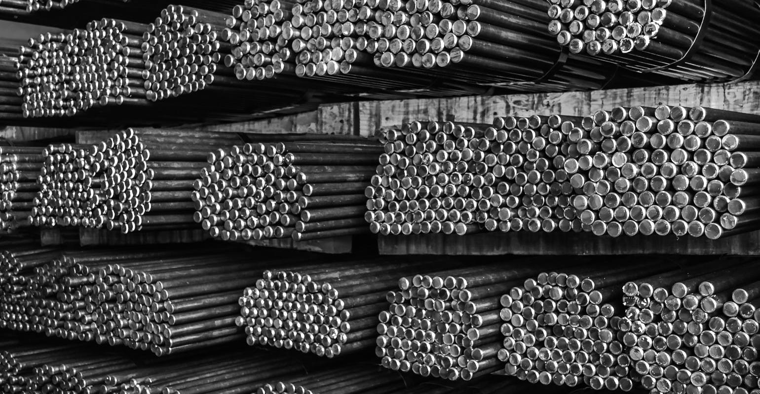 Steel rebar storage.