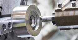 Machining a mold and die part by CNC turning. Machining a mold and die part by CNC turning.