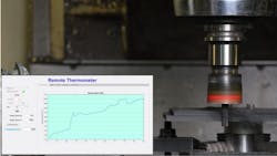 The TemperChip noncontact temperature machining sensor. The TemperChip noncontact temperature machining sensor.