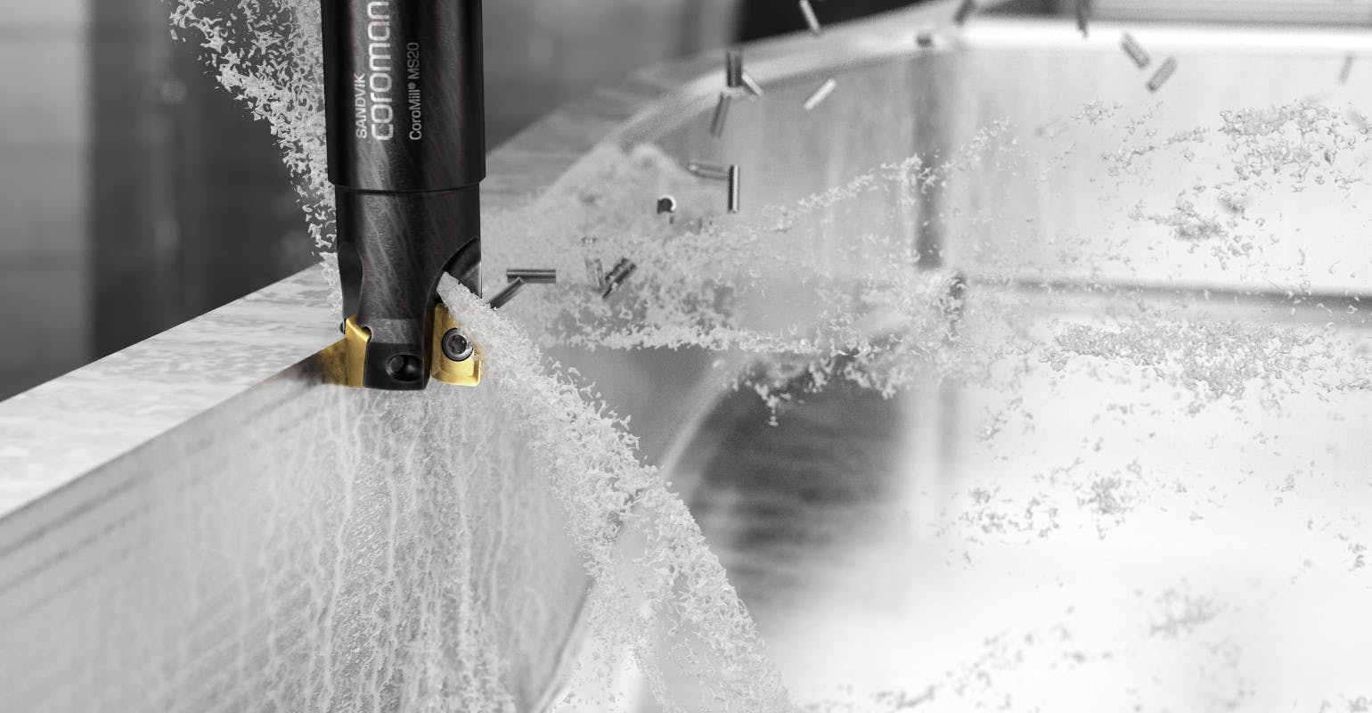 The CoroMill&circledR; MS20, a true 90-degree shoulder milling solution, is designed for roughing to finishing in stainless steel and heat-resistant super alloys (HRSAs), ensuring security, versatility, and productivity.