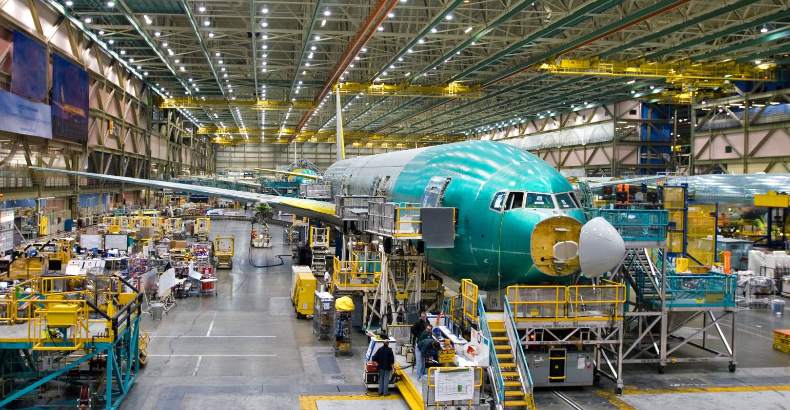 Boeing 777 assembly in Everett, Washington.