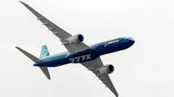 Boeing 777X at the 2023 Paris Air Show. Le Bourget Airport, France.