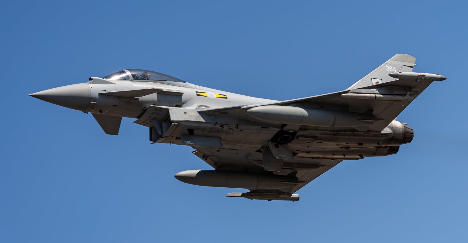 A Royal Air Force Eurofighter at Pitch Black 2024, a biennial multinational inter-force exercise.