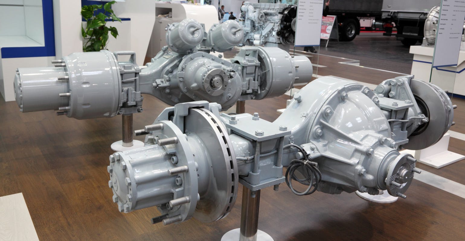 New truck rear axle exhibited at the International Motor Show for Commercial Vehicles 2012, Hannover Germany.