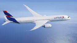 Boeing 787-9 Dreamliner illustrated in LATAM Group livery.