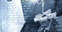 Abstract scene of 5-axis CNC machining center cutting the aerospace parts with solid ball end-mill tools. Abstract scene of 5-axis CNC machining center cutting the aerospace parts with solid ball end-mill tools.