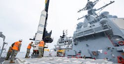 USN sailors aboard USS Spruance (DDG-111) guided-missile destroyer load ordnance into the ship’s forward vertical launch system (VLS) cells during training, Oct. 4, 2022. US Navy USN sailors aboard USS Spruance (DDG-111) guided-missile destroyer load ordnance into the ship’s forward vertical launch system (VLS) cells during training, Oct. 4, 2022. US Navy